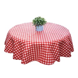 Fata de masa rotunda Bosfor Decor, Model Carouri, Rosu, Bumbac teflonat