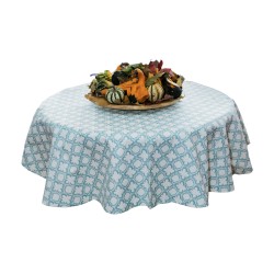 Fata de masa rotunda Bosfor Decor, Turcoaz, Model Regal, Bumbac teflonat