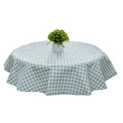 Fata de masa rotunda Bosfor Decor, Model Carouri, Turcoaz, Bumbac teflonat