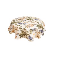 Fata de masa rotunda Bosfor Decor, Model Flori si Pasari Colibri, Bumbac teflonat