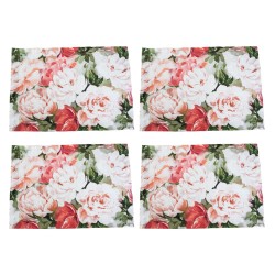 Suport Farfurie anti-pete Bosfor Decor, model floral cu bujori, 4 bucati, 35 x 50 cm