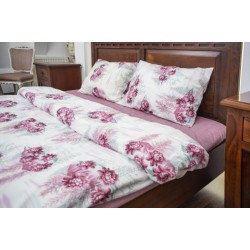 Lenjerie de pat policoton – model floral, bordo/ alb