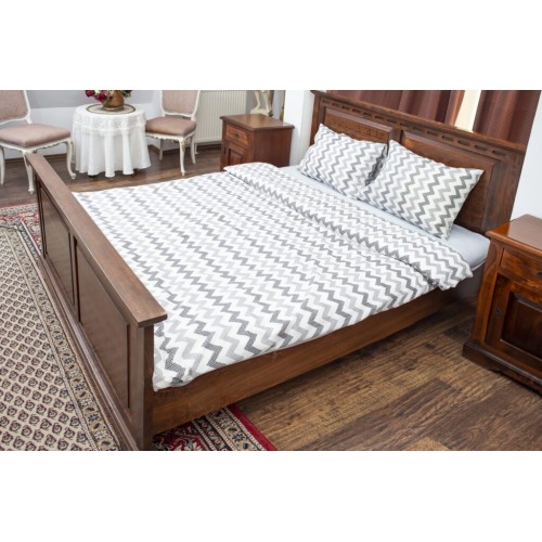 Lenjerie de pat policoton – model zigzag, negru / gri / alb